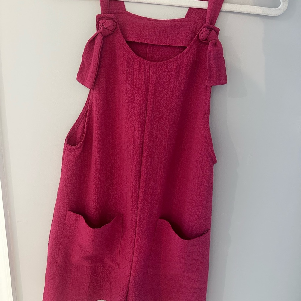 Pink Sleeveless Romper with Pockets